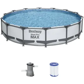 BESTWAY Steel Pro Max Frame Pool Set 427 x 84 cm lichtgrau inkl. Filterpumpe