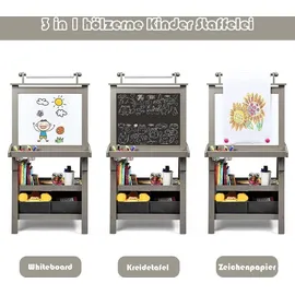Costway 3 in 1 Kinder Staffelei Kindertafel doppelseitig Whiteboard Kreidetafel Zeichenpapier