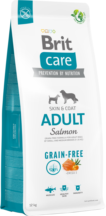 BRIT CARE Grain-free Adult Salmon 12kg + BRIT CARE Dog Dental Stick Teeth & Gums -5% billiger!!! (Mit Rabatt-Code BRIT-5 erhalten Sie 5% Rabatt!)