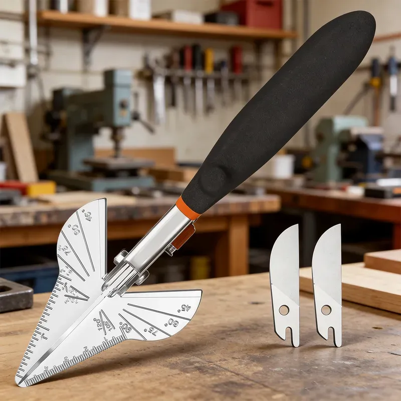 GARTOL Multi-Winkel-Gehrungsschere, multifunktionale Kabelschere für Vinyl, Holz und Zierleisten, verstellbar von 45° bis 120°, mit SK5-Klingen