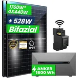 Campergold Balkonkraftwerk 1760W Bifazial Komplettset inkl.800W integrietem Wechselrichter mit Anker SOLIX E1600 Pro Solarspeicher und Smart Meter PV Solaranlage