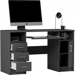 home collective Schreibtisch mit Schubladen, Tastaturablage und Tür, 120x50x73 cm, Anthrazit