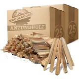 Woodlogger Anzündholz 50 KG - trockenes Anmachholz 18 cm - ofenfertiges Anfeuerholz für Kaminofen, Lagerfeuer, Feuerschalen und Grill - sauberes Holz für Grill & Ofen - hochwertige Kaminanzünder