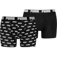 Puma Herren Unterhose EVERYDAY AOP PRINT BOXER 2P, BLACK / BLACK, S