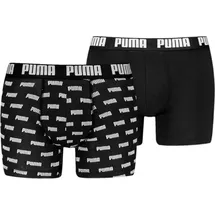 Puma Herren Unterhose EVERYDAY AOP PRINT BOXER 2P, BLACK / BLACK, S