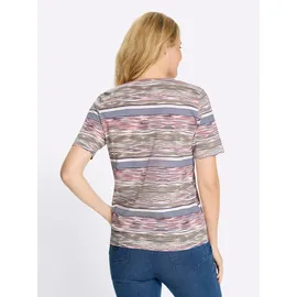 Classic Basics Kurzarmshirt CLASSIC BASICS "Kurzarm-Shirt", Damen, Gr. 46, flamingo, ecru, bedruckt, 100% Baumwolle, gemustert, gestreift, mehrfarbig, Rundhals, Shirts