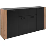 MID.YOU Sideboard, Anthrazit, Eiche Artisan, Kunststoff, 3 Fächer, 1 Schubladen, 162x85x34.5 cm, Wohnzimmer, Kommoden & Sideboards, Sideboards