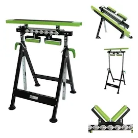 Baumarktplus 2x Multifunktions-Arbeitsbock Rollenbock höhenverstellbar Klappbock V-Rollen 4 in 1