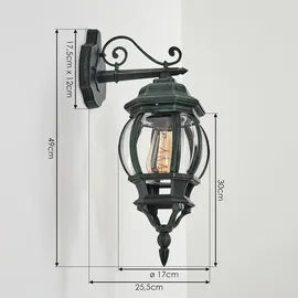 hofstein Außenleuchte Metall/Glas IP44 mit E27 schwarz/grün ohne Leuchtmittel