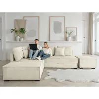 Home Affaire Ecksofa HOME AFFAIRE "Night & Day L-Form, B: 316 cm mit Dauer-Schlaffunktion 180x200 cm", beige (cream), B:316cm T:215cm, 100% Polyester, Sofas, Ecksofa, Set: Sofa & Hocker, Bettfunktion, Bettkasten & Kissen, Boxspringbett