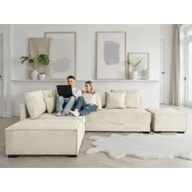 Home Affaire Ecksofa HOME AFFAIRE "Night & Day L-Form, B: 316 cm mit Dauer-Schlaffunktion 180x200 cm", beige (cream), B:316cm T:215cm, 100% Polyester, Sofas, Ecksofa, Set: Sofa & Hocker, Bettfunktion, Bettkasten & Kissen, Boxspringbett