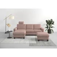 Home Affaire Ecksofa »Summer L-Form«, mit Recamiere, mit oder ohne Bettfunktion und Bettkasten, Cord-Bezug rosa