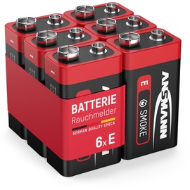 Ansmann Rauchmelderbatterie 9V Block-Batterie Alkali-Mangan 9V 6St.