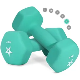 Yes4All WCZV Hex Neopren Kurzhantel 2er Set 4 kg türkisblau