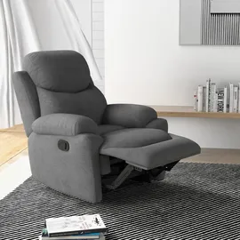 Homcom Relaxsessel Fernsehsessel mit Liegefunktion Polyester 88 x 102 x 93 cm Grau mit Kissen