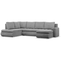 Mebligo - Ecksofa mit Schlaffunktion und 3 Bettkasten FORESTA 300x89x200 (BxHxT) Cord - Grau - Ottomane Links Eckcouch, Couch U Form, Sofa Wohnzimmer, Sofas & Couches, Eckschlafsofa