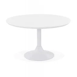 Salon Couchtisch Rund Weiß Holz Metall | Moderner Lounge Tisch mit Designer Fuß | Eleganter Beistelltisch für Gastronomiebedarf | Kadima Design