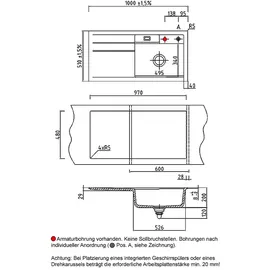 Systemceram Spüle KeraDomo BELA 100 in FANGO - Becken rechts mit Handbetätigung / Systemceram / Keramikspüle