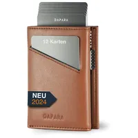 DAPARA Slim Wallet mit Münzfach & RFID-Schutz - Slim Wallet Herren - Karten Geldbeutel Herren Leder - Kreditkartenetui Herren - Smart Wallet Herren - Karten Portemonnaie Herren & Damen - Coffee