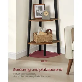 VASAGLE Eckregal 45,5 x 30 x 159 cm Braun-Schwarz