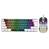 61-Tasten-RGB-beleuchtete Tastatur mit Maus, Kabelgebundene Gaming-Tastatur, Mehrfarbige, Kabelgebundene Gaming-Tastatur mit LED-Hintergrundbeleuchtung für (Schwarzer, weißer