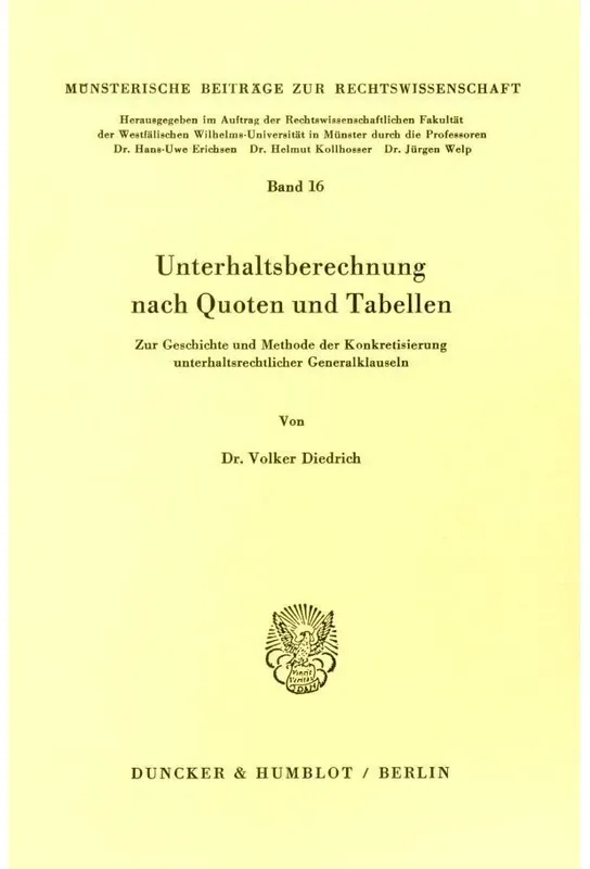 Unterhaltsberechnung Nach Quoten Und Tabellen. - Volker Diedrich, Kartoniert (TB)