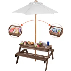 VEVOR Picknicktisch Holztische Gartenbank Klappbarer Sonnenschirm 4 Personen