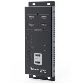 bolwins C07D HDMI Matrix Switch 4x2 4K@30Hz – HDMI Umschalter + Splitter mit Fernbedienung, Audio/Video Verteiler für TV, Monitor, Beamer - Schwarz