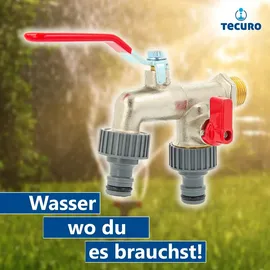 tecuro Doppel-Kugelauslaufventil 1/2 Zoll Messing rot