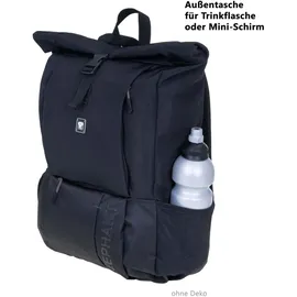 Elephant Gin ELEPHANT Rucksack Daypack Büro Reise Handgepäck DIN A4 Geheimfach Kurierrucksack Rolltop Bag 3626 + Flasche - Schwarz/Grau