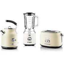 Westinghouse Retro Frühstücksset, 2-Schlitz Toaster, Wasserkocher, Standmixer, Standmixer, Weiss