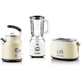 Westinghouse Retro Frühstücksset, 2-Schlitz Toaster, Wasserkocher, Standmixer, Standmixer, Weiss