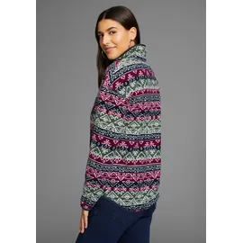 POLARINO Fleecepullover POLARINO, Damen, Gr. 40/42, bunt (fuchsia, navy), Fleece, Obermaterial: 100% Polyester, bedruckt, gemustert, bequem hüftlang, eingefasste Kante, Sweatshirts Fleecepullover, mit Colourblocking-Optik, mit Kängurutasche, aus Fleecestoff