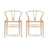 Carl Hansen - CH24 Wishbone Chair, Buche geseift / Naturgeflecht (2er-Set)