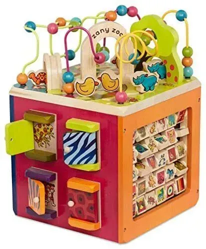 B. Toys Fantastischer Zoo Aktivite4tenwfcrfel Motorikspielzeug Holz mehrfarbig 35x45cm - 5 Spielseiten, Tieralphabet, Kugelbahn