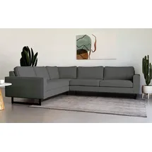 PLACES OF STYLE Ecksofa »Pinto, XXL, 250/290 cm, langer Schenkel, Ottomane«, Cord, Chenille, Lederoptik, mit Keder, Metallfüße, Wellenunterfederung