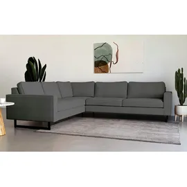 PLACES OF STYLE Ecksofa »Pinto, XXL, 250/290 cm, langer Schenkel, Ottomane«, Cord, Chenille, Lederoptik, mit Keder, Metallfüße, Wellenunterfederung