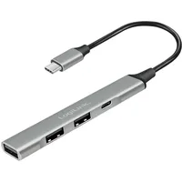 Logilink UA0416 - USB 3.2 Gen1) 4-Port Hub im Slim Design, mit Überstrom- Überspannung- Rückstromschutz, Aluminiumgehäuse