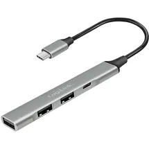 Logilink UA0416 - USB 3.2 Gen1) 4-Port Hub im Slim Design, mit Überstrom- Überspannung- Rückstromschutz, Aluminiumgehäuse