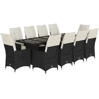 vidaXL Garten-Bistro-Set 11-tlg. Schwarz