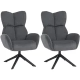 2er-Set Esszimmerstuhl HWC-Q54, Loungestuhl Polsterstuhl, drehbar Metall Cord