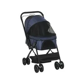 PawHut Hundebuggy Hundewagen für kleine Hunde und Katzen Oxford Blau 76,5 x 52 x 95 cm