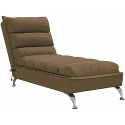 vidaXL Massage-Chaiselongue mit Kissen Braun Stoff