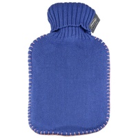Fashy Wärmflasche mit Rollkragen-Strickbezug blau 2 L