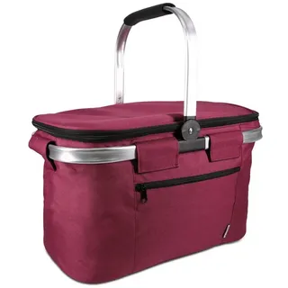 Navaris Thermo Einkaufskorb Kühltasche faltbar - 27L Kühlkorb Picknickkorb Isolier Korb - 43x26cm Einkaufstasche Coolerbag auslaufsicher in Rot