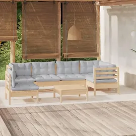 vidaXL Garten-Lounge-Set 7-tlg. grau Kiefernholz