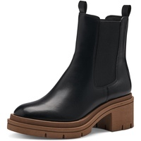 Marco Tozzi Damen Chelsea Boots aus Kunstleder mit Absatz, Schwarz (Black/Nature), 41