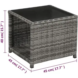 vidaXL 3-tlg. Bistro-Set mit Auflagen Poly Rattan Grau