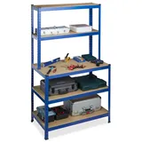 Relaxdays 2 x Schwerlastregal, mit Werkbank, blau