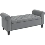 Homcom Bettbank, Sitzbank in Samtoptik, Flurbank mit Stauraum, Grau, Kunststoff, 48.5x57x126 cm, Esszimmer, Bänke, Sitzbänke